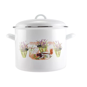 Smaltovaný hrniec s pokrievkou 5,2l, 20cm Perfect Home - levanduľový dekor