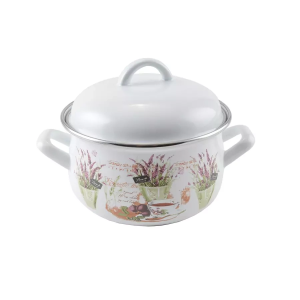 Smaltovaný hrniec s pokrievkou 1,8 l, 16cm Perfect Home - levanduľový dekor