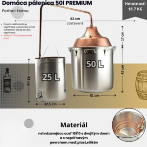 Alternative view of Nerezová pálenica s medeným prepojením 50l PREMIUM Perfect Home
