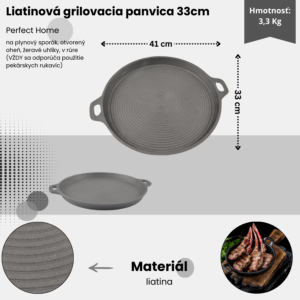 Alternative view of Liatinová grilovacia panvica 33cm Perfect Home