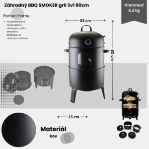 Alternative view of Záhradný BBQ SMOKER gril 3v1 80cm Perfect Home