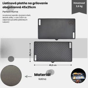 Alternative view of Liatinová platňa na grilovanie obojstranná 45x25cm Perfect Home