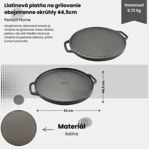 Alternative view of Liatinová doska na grilovanie obojstranne okrúhly 44,5 cm Perfect Home