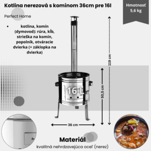 Alternative view of Kotlina nerezová s komínom 36cm pre 16l Perfect Home