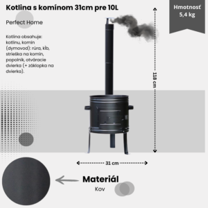 Alternative view of Kotlina s komínom 31 cm pre kotlík 10 l Perfect Home - kovová, s dvierkami a popolníkom