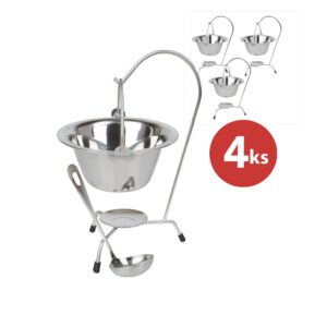 Servírovací malý kotlík 0,8 L 4ks nerezový so stojanom a naberačkou Perfect Home