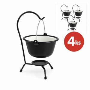 Servírovací malý kotlík smaltovaný 0,8L 4ks bielo/čierny Perfect Home