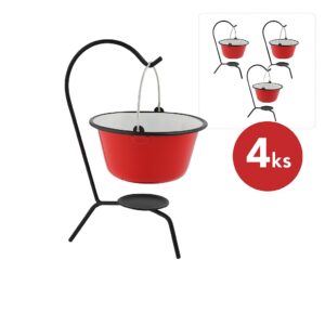 Servírovací malý kotlík smaltovaný 0,8L 4ks bielo/červený Perfect Home