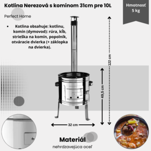 Alternative view of Kotlina nerezová s komínom 31cm pre kotlík 10l Perfect Home