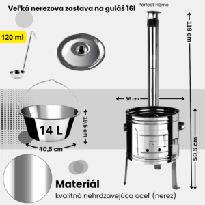 Alternative view of Veľká 4v1 nerezová sada na guláš 39cm s kotlíkom 22l Perfect Home