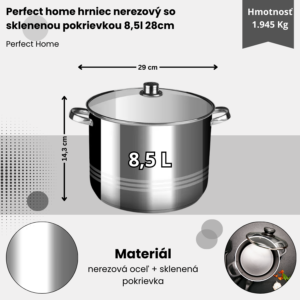 Alternative view of Hrniec nerezový so sklenenou pokrievkou 8,5 l, 28cm Perfect Home