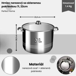 Alternative view of Hrniec nerezový so sklenenou pokrievkou 7l, 22cm Perfect Home