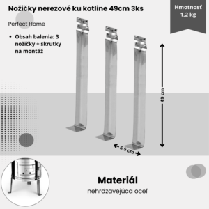 Alternative view of Nožičky nerezové ku kotline 49cm 3ks Perfect Home