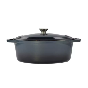 Liatinový smaltovaný pekáč s pokrievkou 6l, 32cm oceľovo-modrá Perfect Home