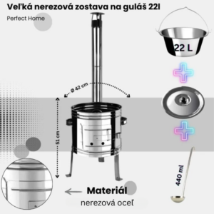 Alternative view of Veľká 4v1 nerezová sada na guláš 42cm s kotlíkom 22l Perfect Home