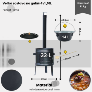 Alternative view of Veľká 4v1 sada na guláš 39cm s kotlíkom 14l Perfect Home