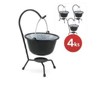 Servírovací malý kotlík smaltovaný 0,8L čierny 4ks Perfect Home