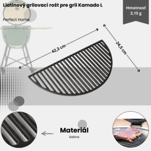 Alternative view of Liatinový grilovací rošt polmesiac pre gril Kamado M Perfect Home