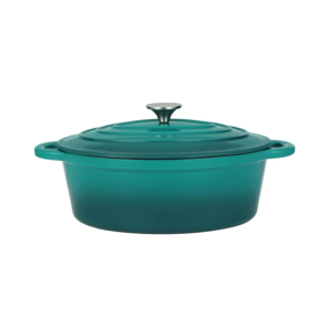 Liatinový smaltovaný pekáč s pokrievkou 4,2l, 30cm tyrkysový Perfect Home