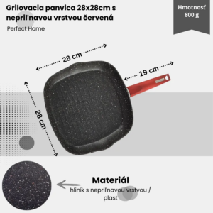 Alternative view of Grilovacia panvica 28x28cm s nepriľnavou vrstvou červená Perfect Home