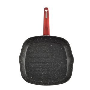 Grilovacia panvica 28x28cm s nepriľnavou vrstvou červená Perfect Home