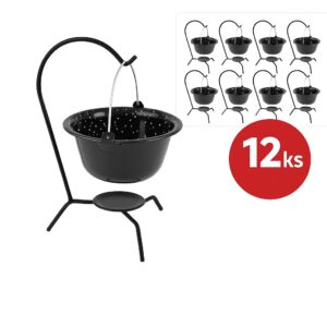 Servírovací malý kotlík smaltovaný 0,8 L čierny 12ks Perfect Home