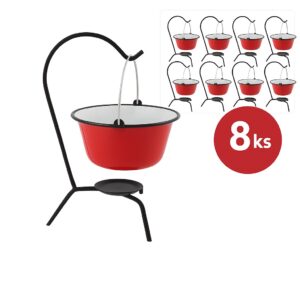 Servírovací malý kotlík smaltovaný 0,8L 8ks bielo/červený Perfect Home