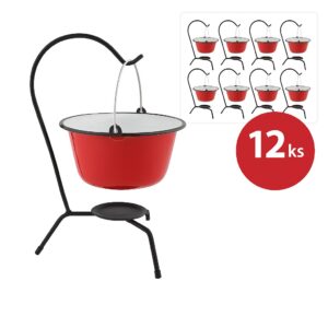 Servírovací malý kotlík smaltovaný 0,8L 12ks bielo/červený Perfect Home