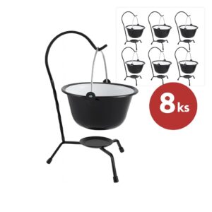 Servírovací malý kotlík smaltovaný 0,8L 8ks bielo/čierny Perfect Home