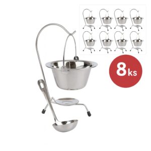Servírovací malý kotlík 0,8 L 8ks nerezový so stojanom a naberačkou Perfect Home
