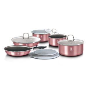 Sada hrncov s mramorovým povrchom 12 dielna BerlingerHaus - metalická ružová