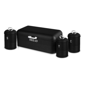 Chlebník a súprava dóz na potraviny 3 ks BerlingerHaus – čierna, strieborná