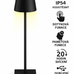 Alternative view of Stolná lampa LED s dotykovým tlačidlom 3V čierna N8Werk