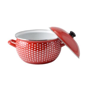 Alternative view of Smaltovaný hrniec červený bodkovaný 22cm s pokrievkou Perfect Home