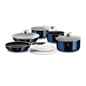 Súprava hrncov s mramorovým povrchom 12 dielna BerlingerHaus - metalická modrá